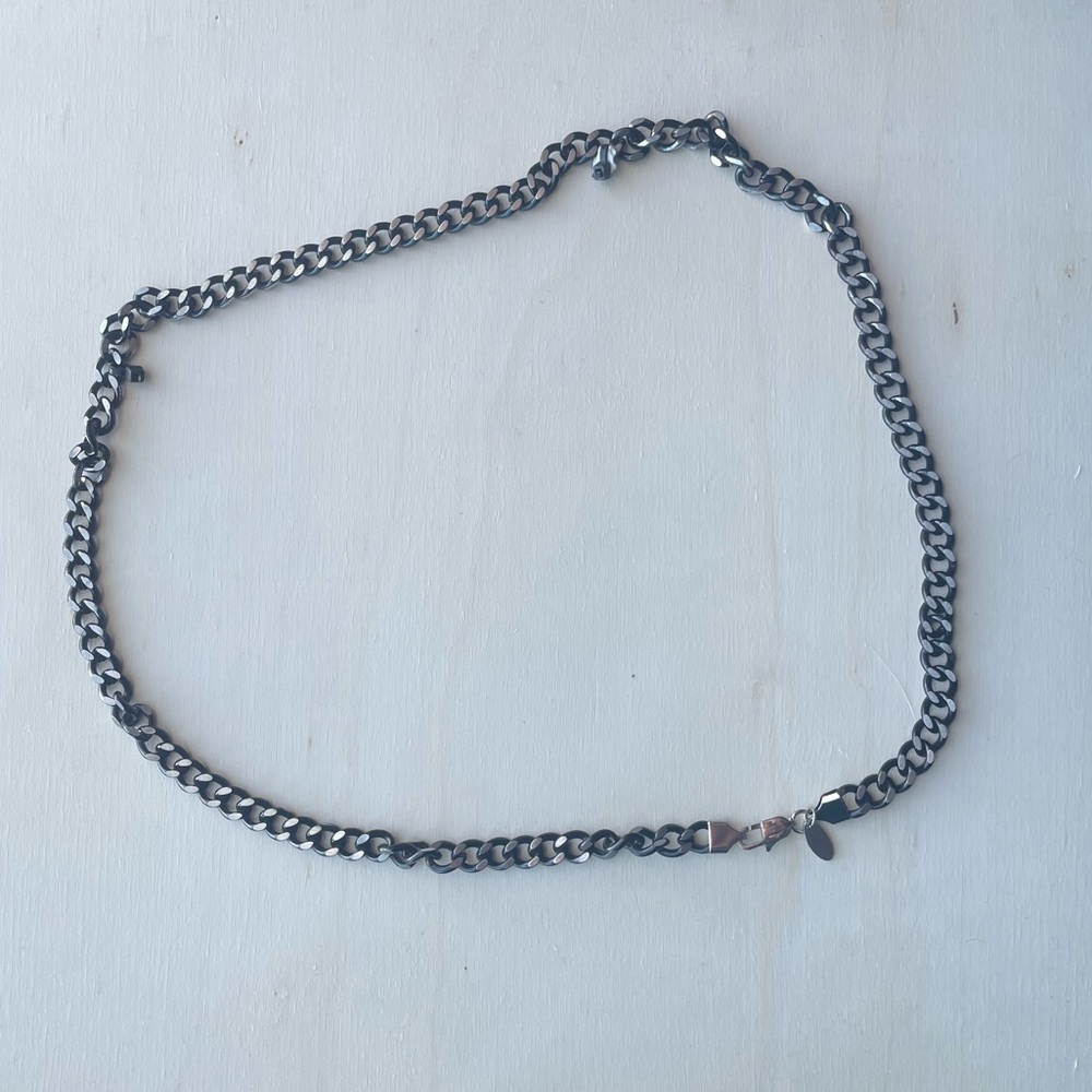 Nautica Men’s 26-Inch Black Stainless Steel Cuban Style Chain Link Necklace